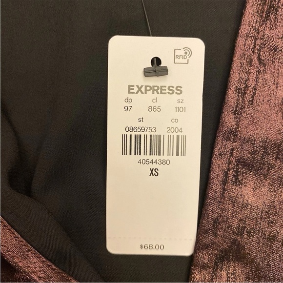 Express Women's Metallic V-Neck Balloon Sleeve Faux Wrap Top Size XS - NWT $68 - Picture 13 of 16